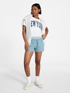 Women's <b>Plaid</b> Cotton <b>Shorts</b> Mid Waist Button Fly Casual Breathable Regular Fit - Product Image 3