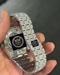 Montre-bracelet mécanique de luxe personnalisée en acier inoxydable avec moissanite, entièrement sertie, GPS, résistance à l'eau 10 bars, fermoir pliant - Product Image 2