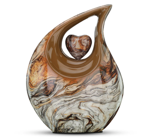 Urnas de Cremación para Adultos con Forma de Lágrima y Corazón, Acabado Colorido Antiguo, para Cenizas Funerarias, Metal, Latón/Aluminio - Product Image 1