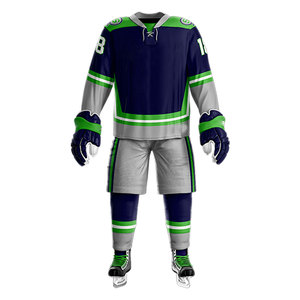 New Arrival Green Gray and Black <b>Colour</b> Ice Hockey Uniform Polyester Material with Low Price Ice Hockey Uniform - Product Image 1