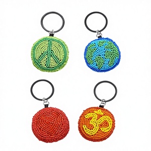 Beaded Keychain <b>Charm</b> Pickleball Tennis Sporty <b>Bag</b> <b>Charm</b> Handmade Seed Bead Embroidery Boutique Gift Artistry By PR - Product Image 1