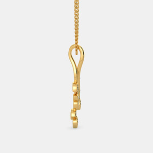 Collar con Colgante de Diamante Cultivado en Laboratorio en Forma de Rama de Hoja Trenzada en Oro Amarillo - Product Image 5