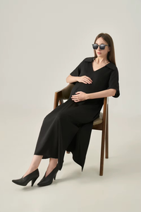 ผ้าไหมซาตินย้อมสีเรียบสไตล์วินเทจ เรียบง่าย ระบายอากาศได้ดี แขนเสื้อโปโลแบบปกติ ทอแบบมินิมอล เอวหลวม ใส่สบายในฤดูร้อน กระดุมติดแบบมิดิ - Product Image 2