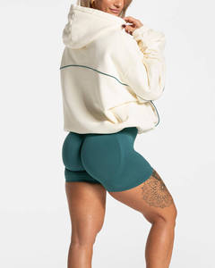 Sudadera con capucha de alta calidad, extragrande, con contraste de colores y ribetes, para mujer, transpirable, de algodón y forro polar, estilo urbano. - Product Image 4