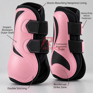Bottes de brossage pour chevaux avec rembourrage doux, sangles sécurisées et matériaux durables pour une protection confortable des jambes lors de la pratique quotidienne de l'équitation. - Product Image 5