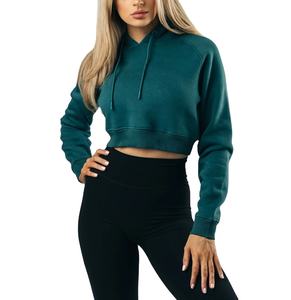 Haut court décontracté en coton tricoté pour femme, coupe oversize, à manches longues, avec logo personnalisé, idéal pour l'automne/hiver - Product Image 1