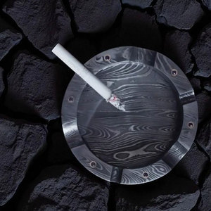 Damascus Pattern Metal <b>Ashtray</b> Handmade Smoking <b>Ashtray</b> Durable Stylish <b>Ashtray</b> for Home Office Bar Accessories - Product Image 2