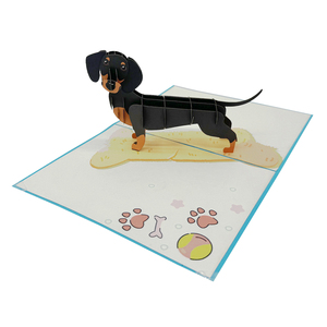 Tarjeta emergente de perro salchicha Artesanía en 3D Artesanía de papel de Vietnam Producto de tendencia superior Regalos y artesanías Mejor vendedor Diseño personalizado - Product Image 4