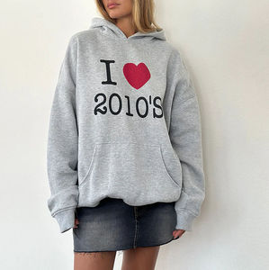 Sudadera con capucha holgada personalizada para mujer, con estampado puff y serigrafía, estilo urbano, de peso pesado, al por mayor, OEM, de moda - Product Image 1