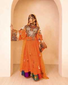 Hot Selling Latest Designs Breathable Floor-Length A-Line Floral Print 100% Silk Afghan Kuchi <b>Dresses</b> Women Wholesale <b>Dresses</b> - Product Image 2