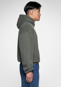 เสื้อฮู้ดดี้โอเวอร์ไซส์ผ้าฟลีซคอตตอน 100% ล้างสีแบบแอซิดวอช รับผลิตเสื้อผ้า OEM ปักโลโก้ตามสั่ง เสื้อกันหนาวผู้ชายขายดี พิมพ์ลายได้ - Product Image 3