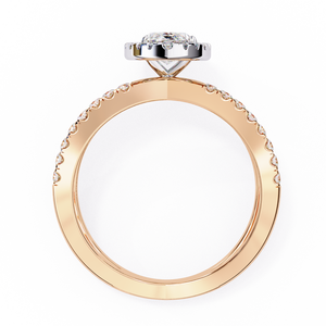 Anillo de Compromiso con Diamante Cultivado en Laboratorio de Corte Marquesa de 1.00ct, Oro Amarillo de 18K, Halo y Tallo con Pavé, Anillo de Boda para Mujer - Product Image 5