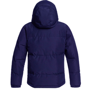 <b>mens</b> Blue Hooded Puffer Jacket With Faux Fur Lining Windproof Thick Polyester Wadding Winter Casual Regular Fit Unisex Wholesale - Product Image 2