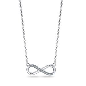 สร้อยคอจี้รูปอินฟินิตี้เงินแท้ 925 ประดับเพชรคิวบิกเซอร์โคเนีย 5A ผลิตภัณฑ์เครื่องประดับคุณภาพสูง - Product Image 1