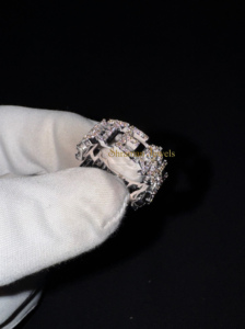 Anillo de oro blanco sólido de 14K, diamantes naturales reales, joyería de lujo con nombre personalizado delicado para novia, aniversario perfecto - Product Image 3