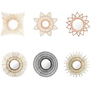 Sunburst Wall <b>Hanging</b> Home Décor <b>Mirror</b> Bamboo Rattan <b>Mirror</b> For Office Decor - Product Image 1