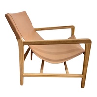 Chaise à bretelles moderne Fauteuil paresseux en cuir Chaise d'appoint de salon en bois de teck Chaise longue pour mobilier d'intérieur et d'extérieur
