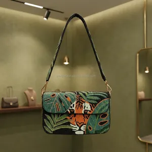 Tropical Bohemian <b>Beaded</b> Shoulder Bag Handmade Seed Bead Embroidered Crossbody <b>Purse</b> Geometric Evening Clutch Luxury Party - Product Image 3