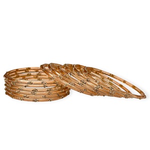 New 2026 Dark Peach Designer Trendy Raindrop Glass Kashmiri <b>Bangles</b> Set for Wedding and Daily Wear at Wholesale Price - Product Image 3