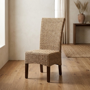 Nouvelle Chaise de Salle à Manger Moderne Minimaliste en Rotin Naturel à Dossier Haut pour Extérieur, Villa, Restaurant Champêtre Français, Hôtel, Cuisine - Product Image 3