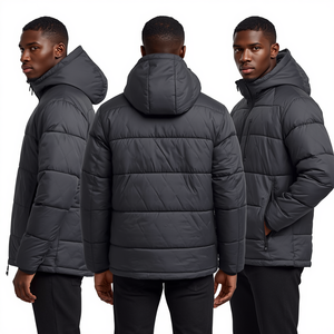 Custom Men Waterproof Hooded Stand Collar Puffer Jacket Premium Winter <b>Coat</b> with High Street Style - Product Image 4