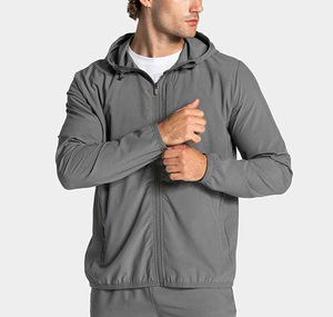 Veste coupe-vent grise pour homme, fermeture éclair, décontractée, printemps, vêtements de sport d'extérieur, coupe régulière, veste coupe-vent pour homme - Product Image 1