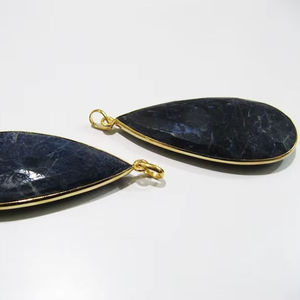 Natural Sodalite Pear Shape Briolette Faceted Connector Pendant Charms - Product Image 2