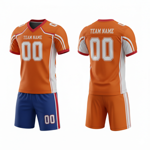 Custom Sublimated Breathable American Football Uniform Jersey Shorts Set Front Logo Position 100% Polyester Anti-Bacterial Quick - Product Image 4