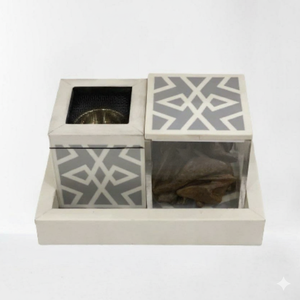 Ensemble d'encens Bakhoor en résine et os incrusté, best-seller, avec boîte et plateau en acrylique, tendance Ramadan Eid, Mubkhar pour table - Product Image 4