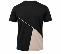 T-shirt à manches courtes pour homme, col rond, tricoté avec blocs de couleur sur le devant, séchage rapide, respirant, 100 % coton, coupe classique, haut décontracté, noir