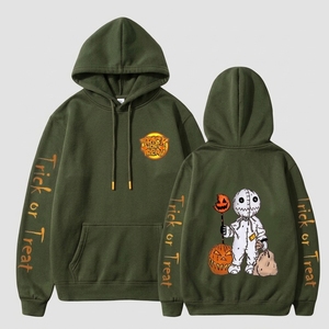 <b>Mens</b> <b>White</b> Oversized Hoodie Halloween Pumpkin Cartoon Print Trick or Treat Pullover <b>Sweatshirt</b> - Product Image 4