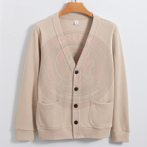 Collection grecque IND – Cardigan en acrylique tricoté à col en V pour homme et femme, manches longues, fermeture boutonnée, style décontracté pour l'école - Product Image 3
