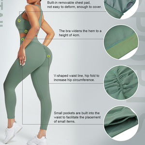 Ensemble de yoga sans couture personnalisé avec logo, leggings taille haute et brassière de sport pour femme, tenue de sport 2 pièces pour gym et fitness, ajustement OEM - Product Image 6