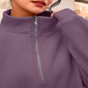 Sweat-shirts à demi-zip pour femmes avec logo personnalisé - Vêtements de sport respirants en gros pour l'extérieur - Product Image 2