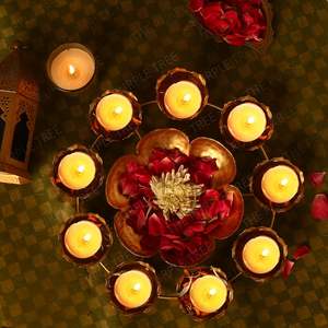 Cuenco Decorativo de Metal con Forma de Diya para Flores, Ideal para Decoración del Hogar, Oficina y Mesa, Apto para Flores Flotantes y Velas de Té - Product Image 5