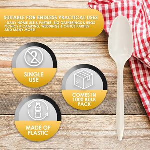 1000 Cucchiaini di Plastica Monouso di Peso Medio, Robusti, per Catering e Feste (Cucchiaini Bianchi) - Product Image 3