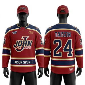 Jersey de Hockey sobre Hielo de Malla de Poliéster Premium de 260 GSM, Diseño de Paneles en Gris, Negro y Rojo, Bordado Tackle Twill, Logotipo Personalizado - Product Image 4