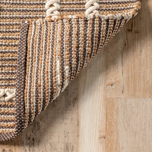 Tapis géométrique tissé à la main en jute/coton naturel avec ensemble unique - Product Image 4