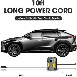 Compressore d'Aria Portatile 12V DC con Manometro Digitale 150psi e Luce LED di Emergenza per Pneumatici Auto - Product Image 2