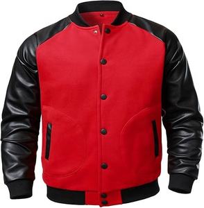 Vestes universitaires d'hiver pour hommes sur mesure en gros, avec col montant et logo frontal, couleurs et logos personnalisés, haute qualité - Product Image 5