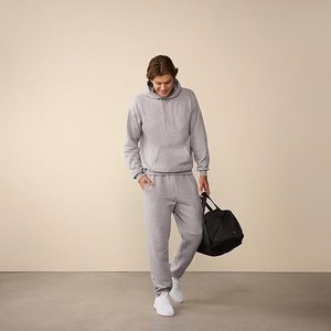 Men's <b>Navy</b> Blue Hooded <b>Sweatshirt</b> Regular Fit Cotton Fleece Casual Pullover with Front Pocket Autumn Wear - Product Image 3