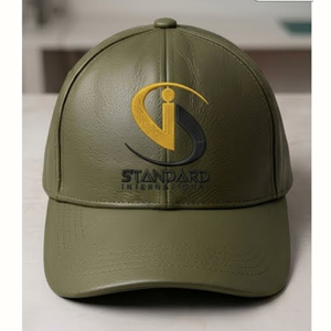 Gorra de Béisbol Unisex Verde Oliva, Otoño Invierno, Cálida, de Cuero PU con Logotipo Grabado, 6 Paneles, de la Mejor Calidad, con Visera Curva, Nueva - Product Image 1