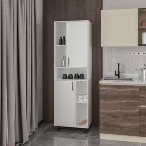 Mobili da Cucina Bianchi con Spazi Aperti e Design Dispensa a 2 Ante - Product Image 1