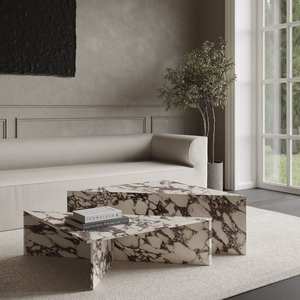 Mesa de centro de lujo con tapa de mármol y patas de metal - Product Image 2