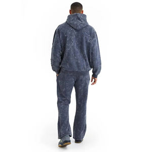 Ensemble de survêtement personnalisé pour homme, effet délavé et décoloré, avec sweat à capuche et pantalon de jogging en coton respirant, style streetwear, fournisseur - Product Image 5