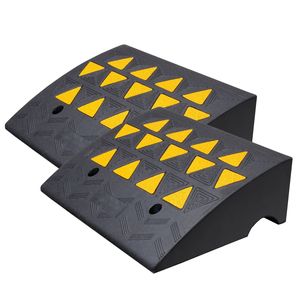 ทางลาดยางสำหรับขึ้นขอบถนนแบบรับน้ำหนักมาก 33069 ปอนด์/15 ตัน แพ็คคู่ ความสูง 6 นิ้ว ทางลาดข้ามสิ่งกีดขวาง ทางลาดลดความเร็วสำหรับทางเข้าออก  แผ่นยางกันกระแทกแบบมีรูระบาย - Product Image 3