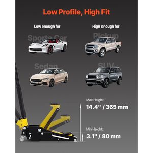 Martinetto idraulico da corsa a basso profilo in alluminio e acciaio da 1,5 tonnellate con pompa a sollevamento rapido e doppi pistoni per auto - Product Image 3