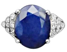 Anillo Ovalado de Plata de Ley 925 de Lujo con Baño de Rodio y Zafiro Azul con Detalles Laterales de Circonita Cúbica para Mujer - Product Image 3