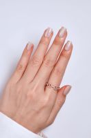 Ongles press-on de luxe blancs scintillants en ABS, forme amande, réutilisables, avec estampage doré, longueur moyenne, marque Helios, pour nail art, 24 pièces