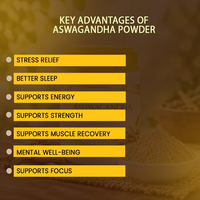 Poudre d'Ashwagandha 200g, complément alimentaire pour soulager le stress, fabriqué en Inde (Kerala)